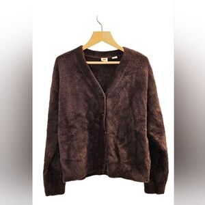 [Levi's] Cozy Fuzzy 4 Button Down Cardigan Sweater Deep Maroon Colour Unisex Med